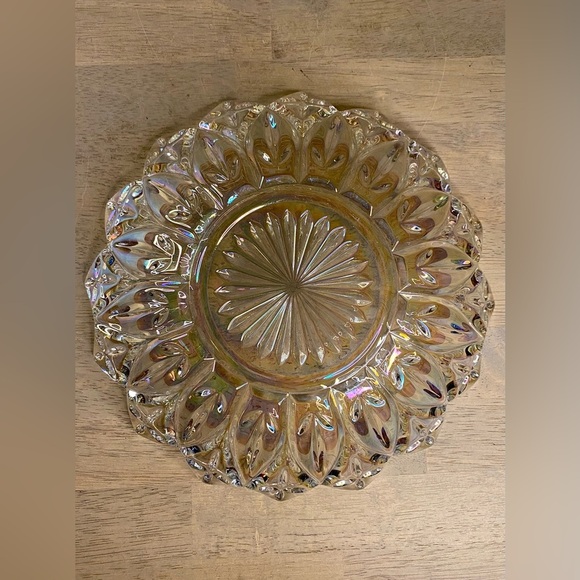 Vintage FEDERAL CARNIVAL IRIDESCENT GLASS BOWL 10 inch Petal Pattern MCM Retro - Picture 5 of 6